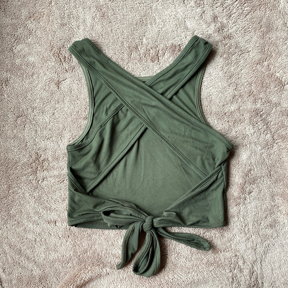 Green Racerback Crop Top - Picture 2 of 4